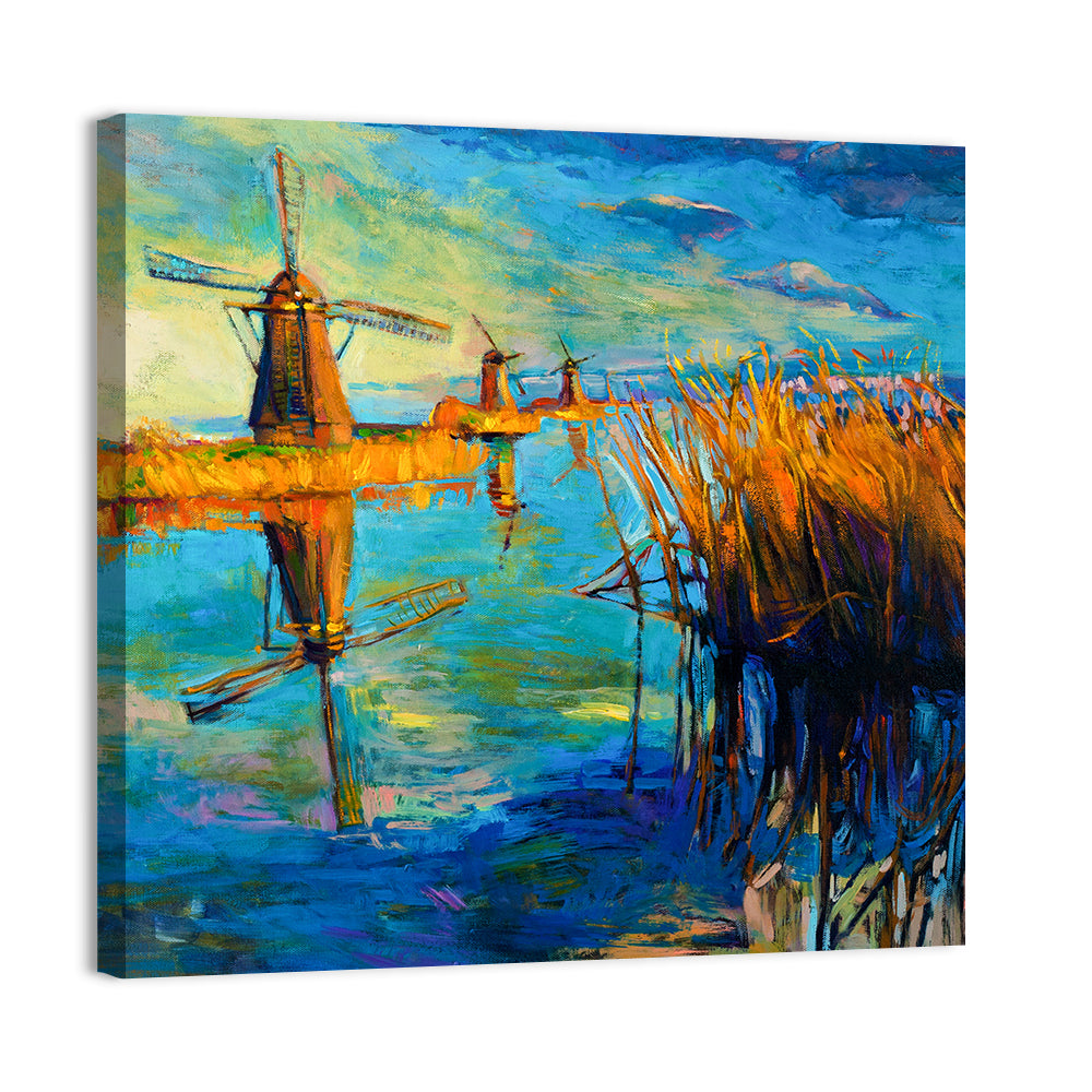 Windmills by the Lake Wall Art