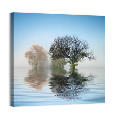 Misty Lake Reflection Wall Art