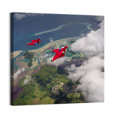 Wingsuit Duo Over Palau Coast Wall Art