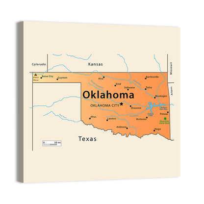 Oklahoma Map Wall Art