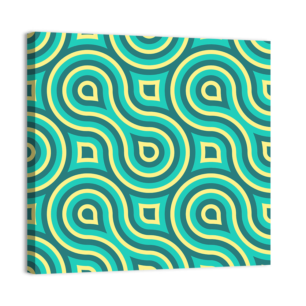 Retro Teal Geometric Pattern Wall Art
