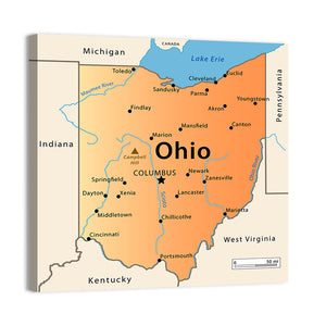 Ohio Map Wall Art