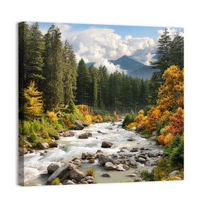 Stream & Forest In Autumn Wall Art