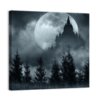 Moonlit Magic Castle Silhouette Wall Art