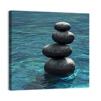 Zen Stone Stack Over Rippling Water Wall Art