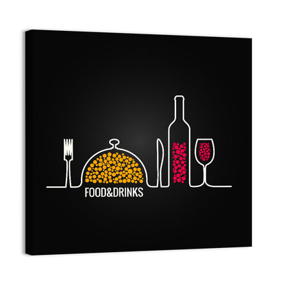 Minimalist Food and Drink Line Wall Art