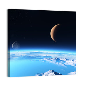 Ice Planet With Moon Wall Art