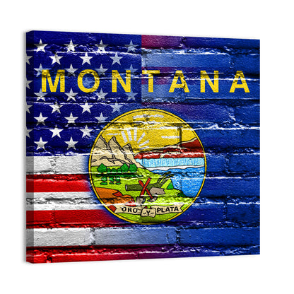 USA & Montana State Flag Wall Art