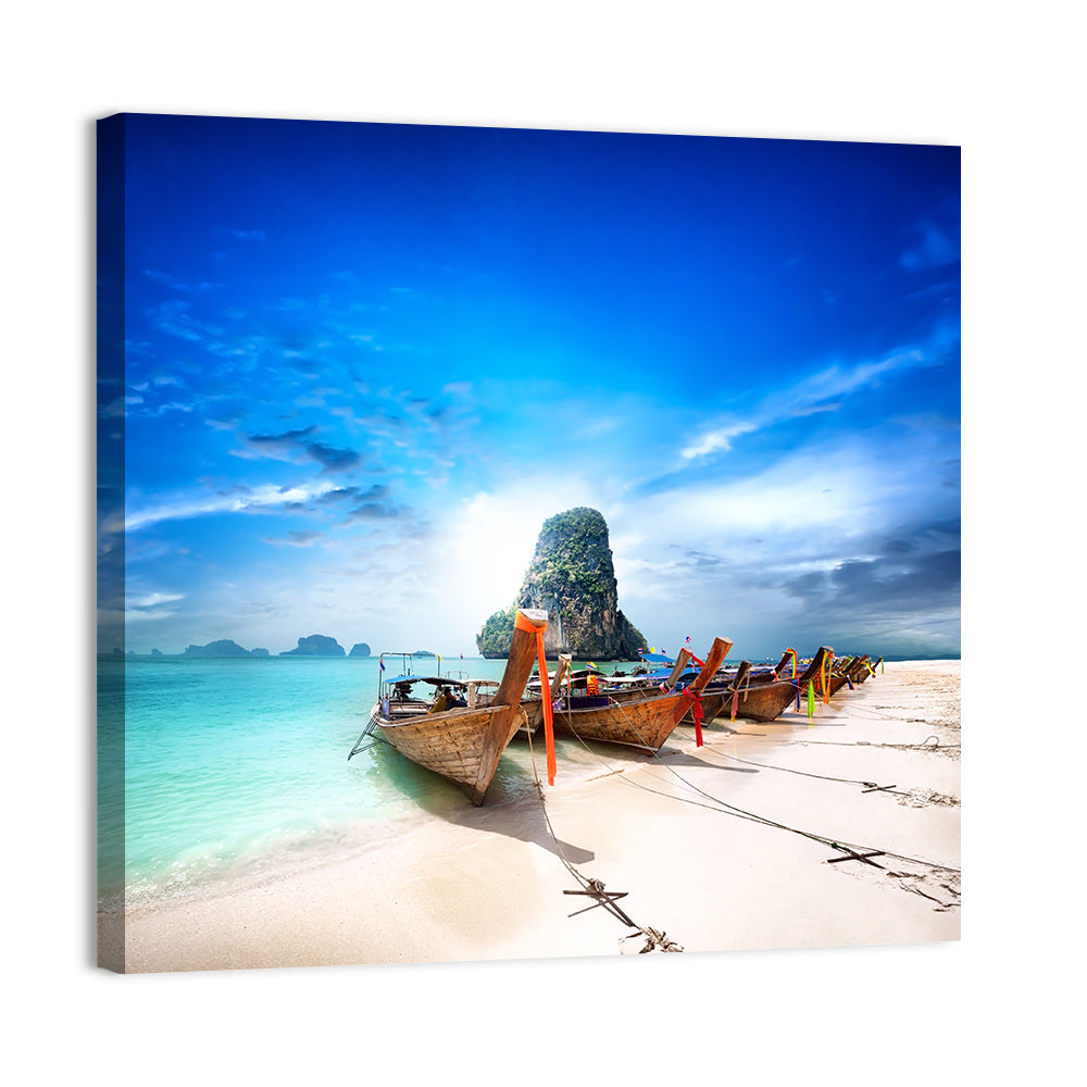 Railay Beach Long-tail Boats Wall Art