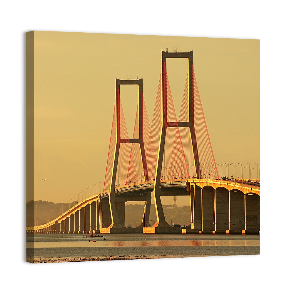 Suramadu Bridge at Golden Hour Wall Art