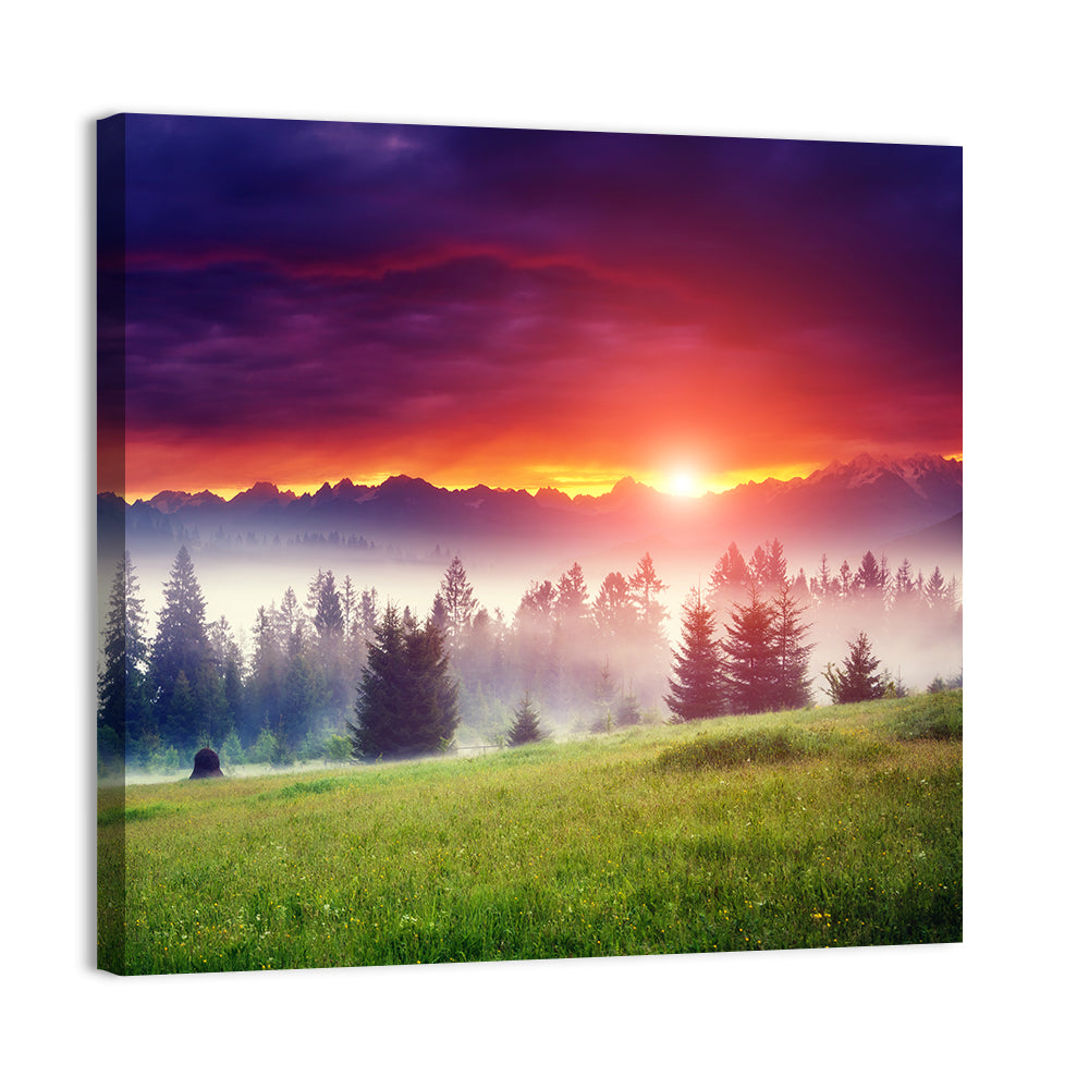 Glowing Mountain at Sunrise Wall Art