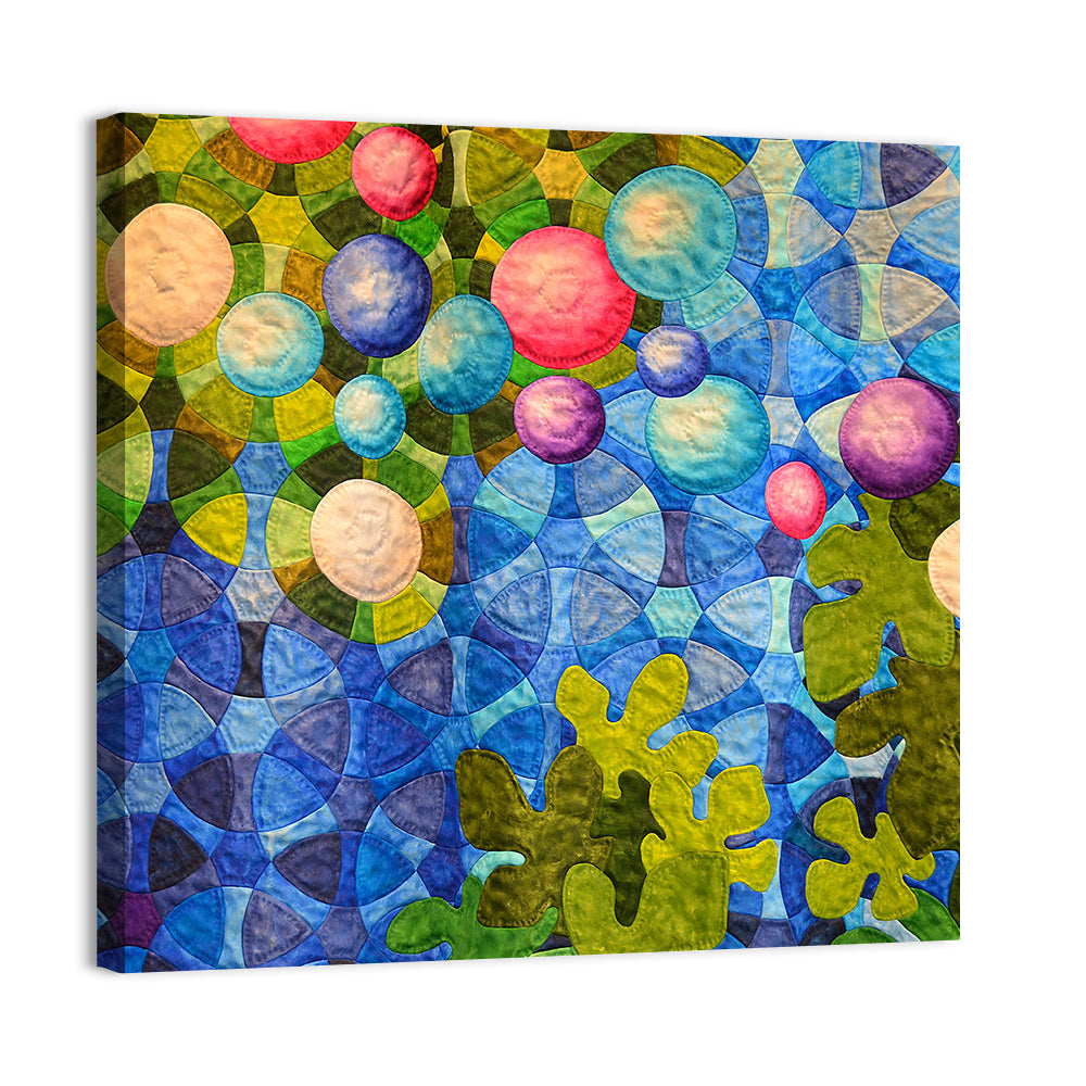 Colorful Quilted Circle Pattern Wall Art