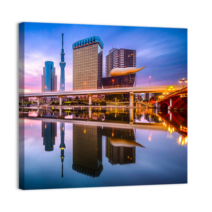 Tokyo Skyline & Sumida River At Dawn Wall Art