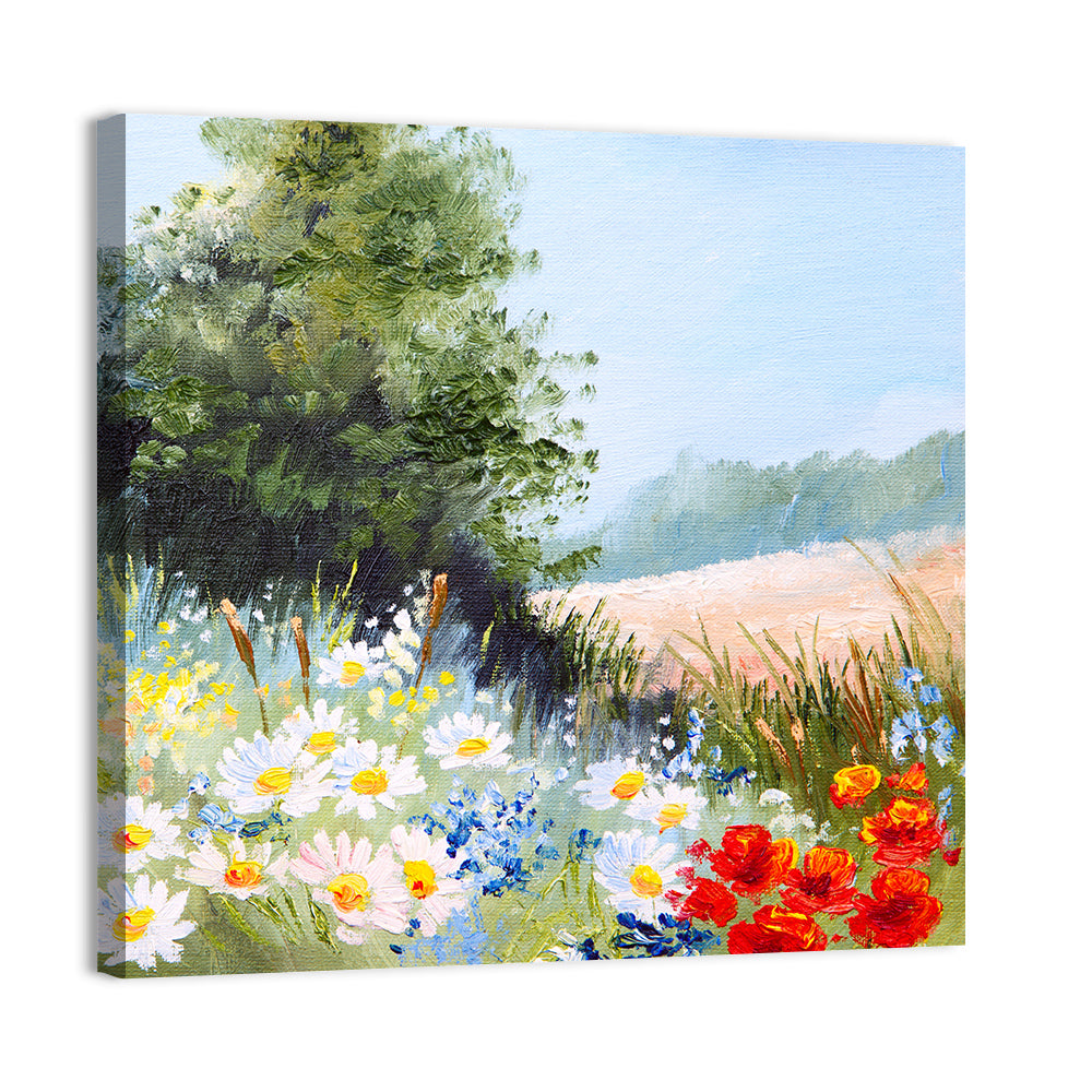 Daisy Meadow with Red Poppies Wall Art
