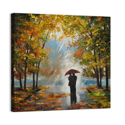 Couple in Autumn Forest Wall Art