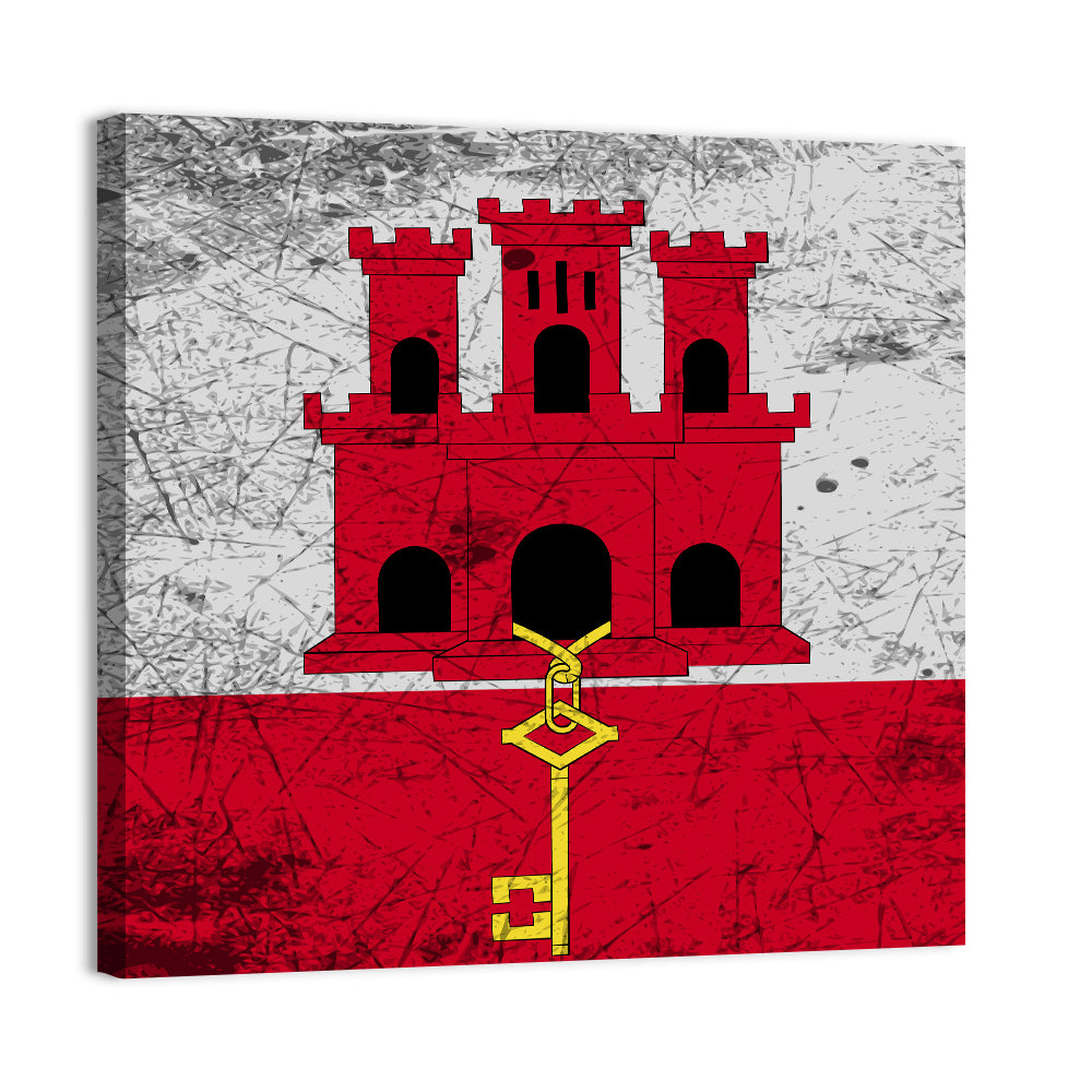 Gibraltar Flag with Castle and Key Wall Art