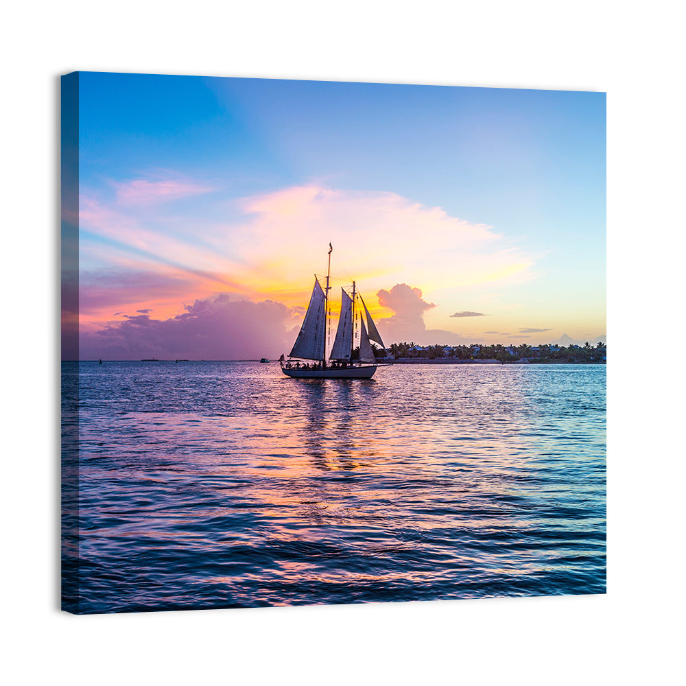 Key West Sailboat at Sunset Wall Art