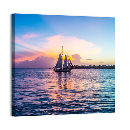 Key West Sailboat at Sunset Wall Art