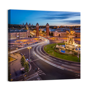 Barcelona City At Night Wall Art