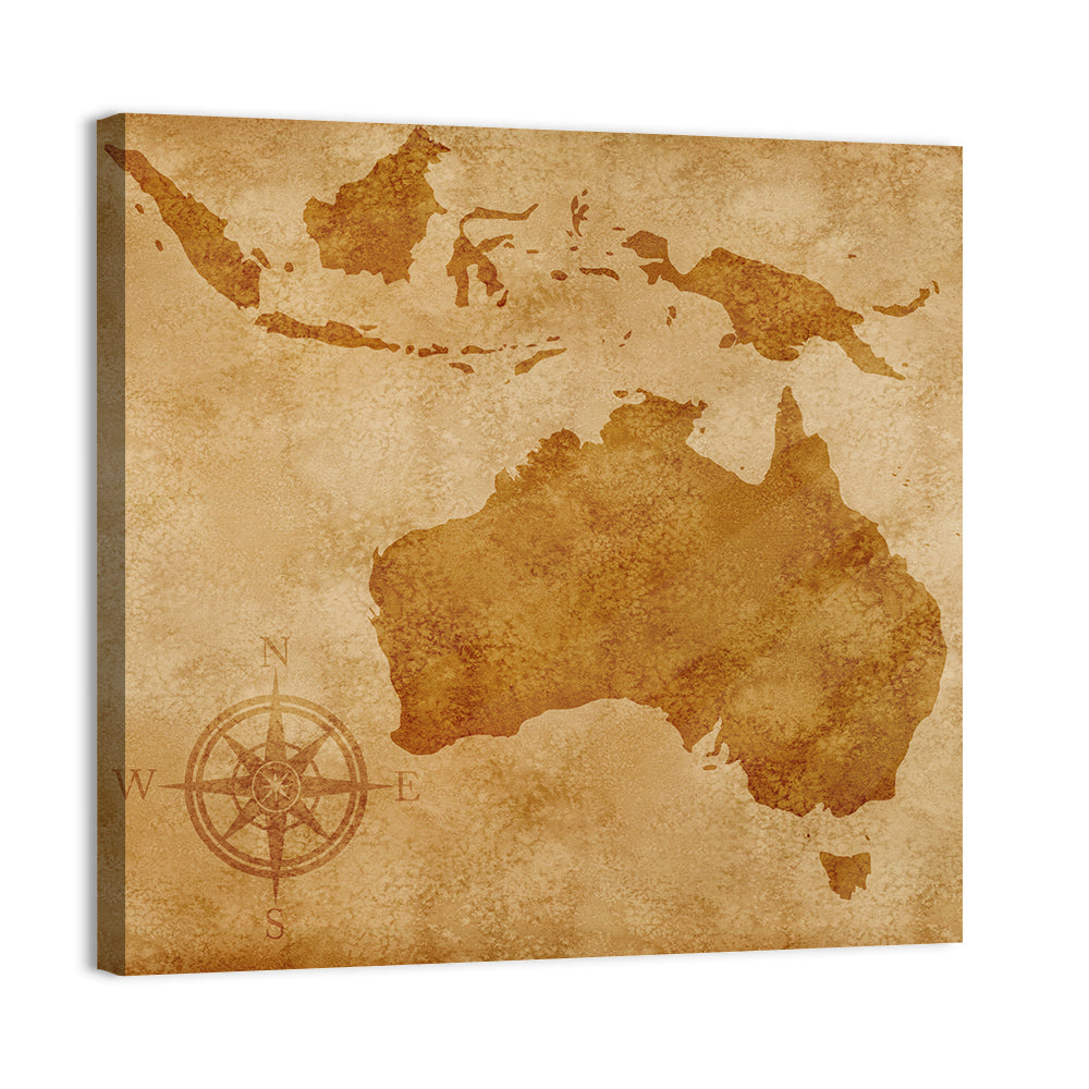 Vintage Grunge Map of Australia Wall Art