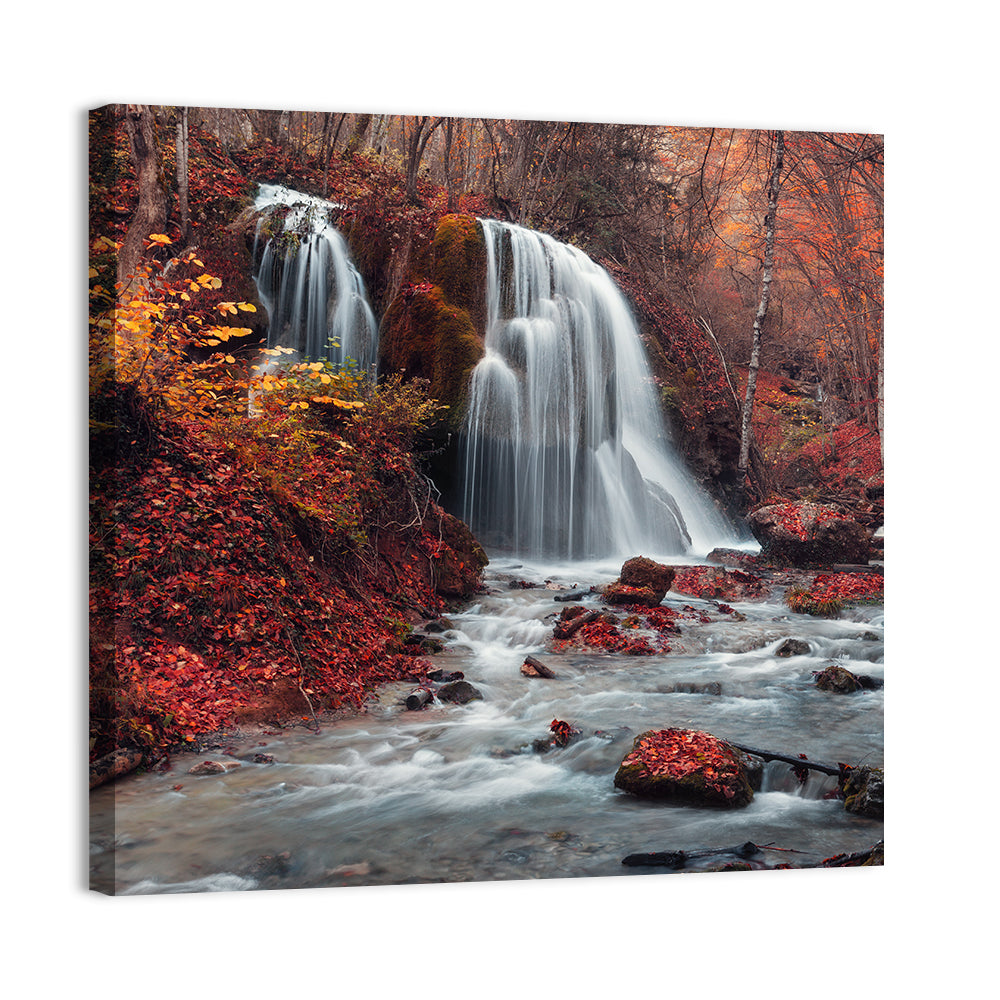 Dual Tier Autumn Forest Waterfall, Crimea Wall Art