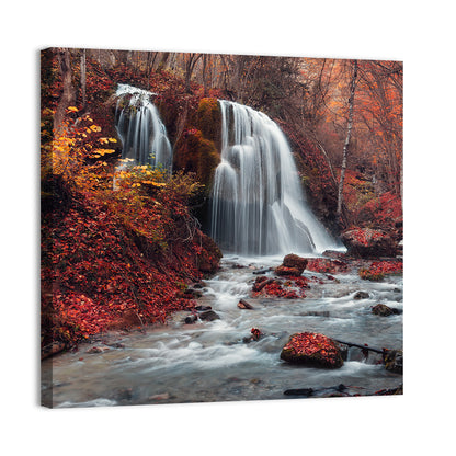 Dual Tier Autumn Forest Waterfall, Crimea Wall Art