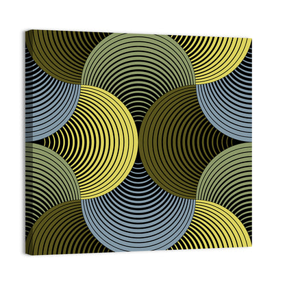 Olive and Yellow Petal Grid Wall Art