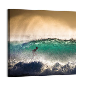 Surfer On Ocean Wave In Bali Wall Art