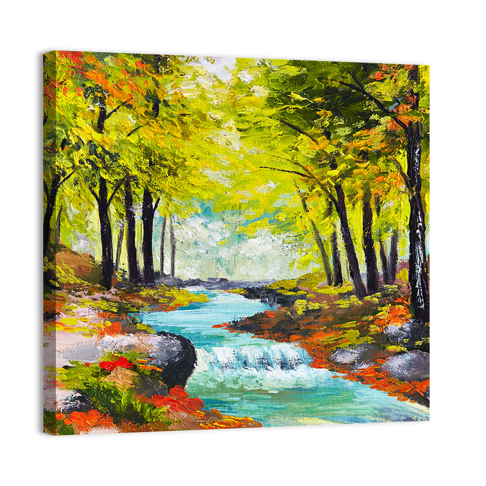 Autumn Forest Stream Wall Art