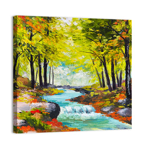 River In Autumn Forest Wall Art