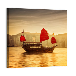 Victoria Harbor Skyline Sunset Wall Art