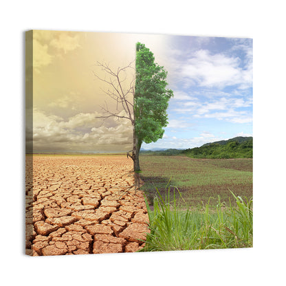 Split Landscape with Half-alive Tree Wall Art