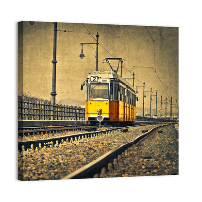 Yellow Tram No. 2 on Tracks Wall Art