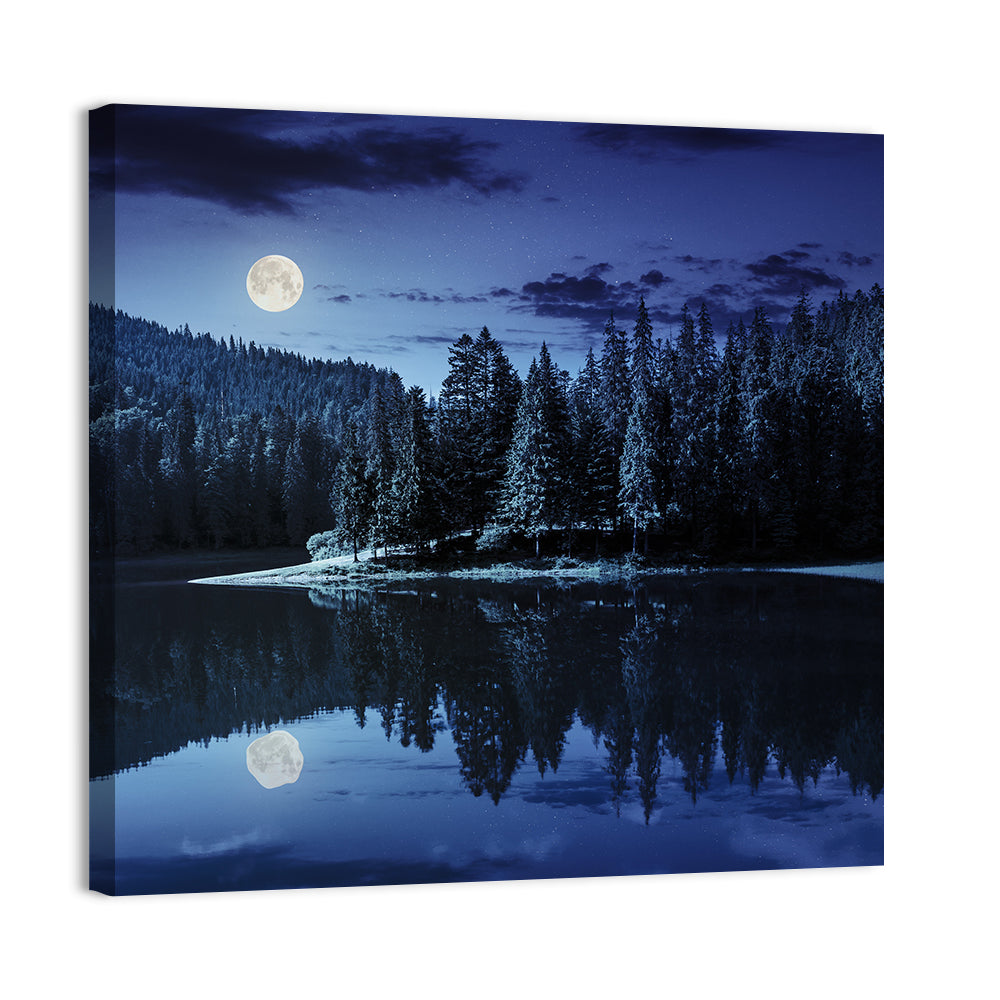 Moonlit Pine Lake Wall Art