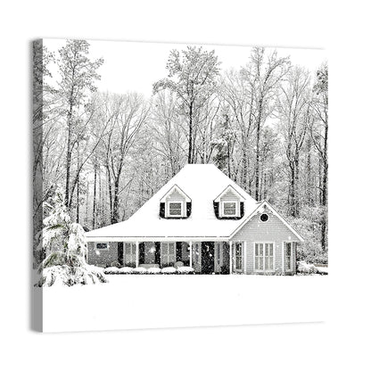 Frosty Winter House Landscape Wall Art