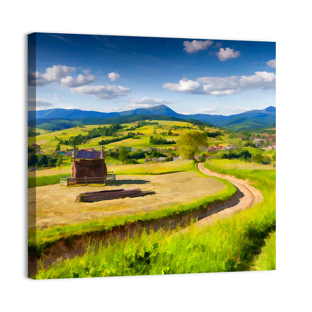 Summer Mountain Village Wall Art