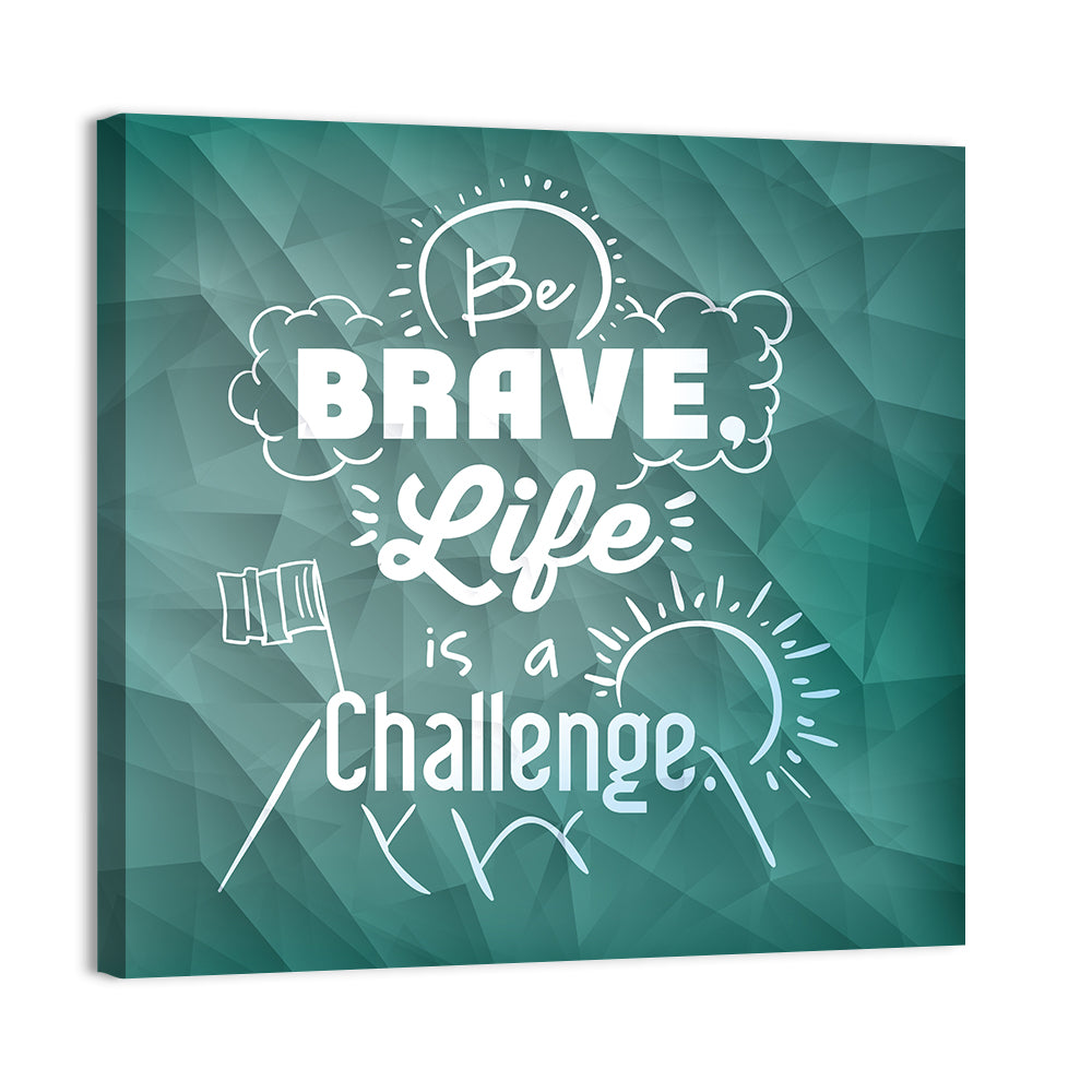 Teal Encouraging Mountain Quote Wall Art, canvas print, square