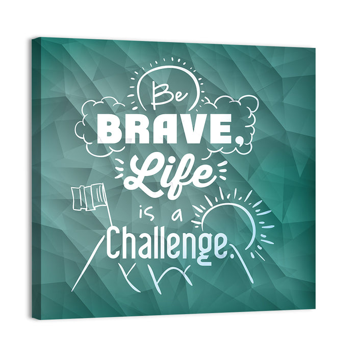 Teal Encouraging Mountain Quote Wall Art as a canvas print