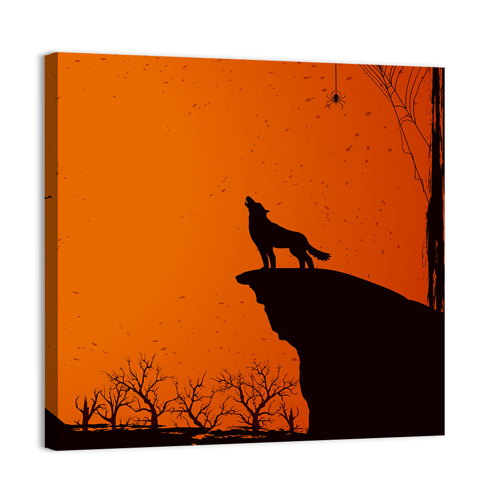 Howling Wolf Under Full Moon Wall Art