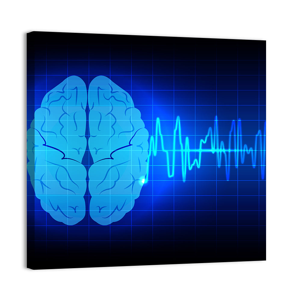 Glowing Brain Wave Visualization Wall Art