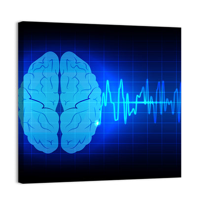 Glowing Brain Wave Visualization Wall Art
