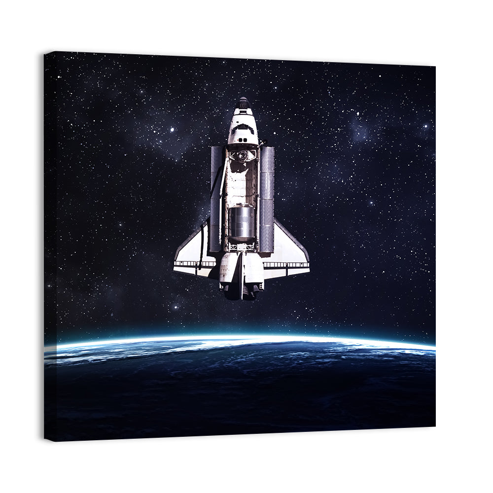 Space Shuttle Over Curved Earth Wall Art