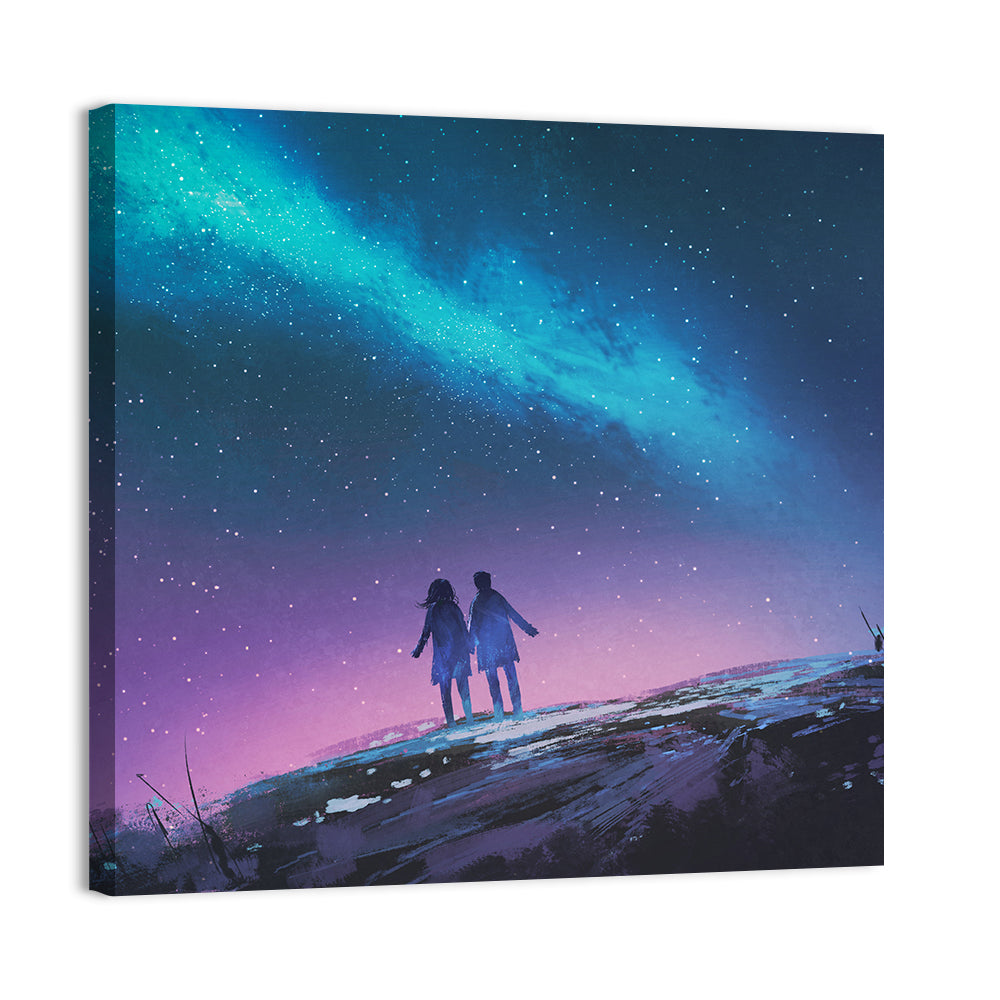 Milky Way Nightscape with Silhouetted Couple Wall Art