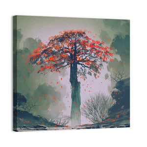 Red Autumn Tree Artwork Wall Art