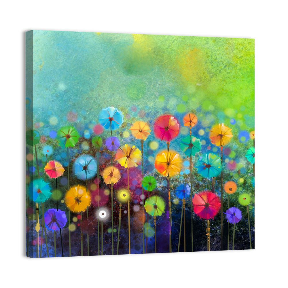 Stylized Flower Meadow Watercolor Wall Art