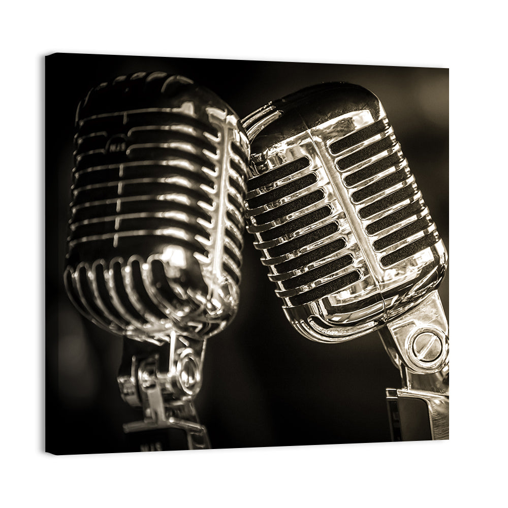 Three Vintage Studio Microphones Wall Art