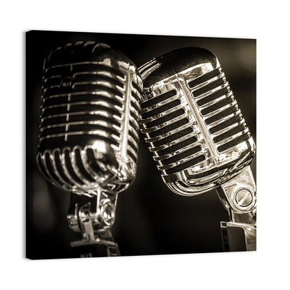 Three Vintage Studio Microphones Wall Art
