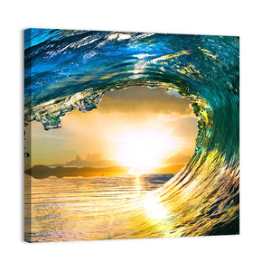 Colored Ocean Wave Sunset Wall Art