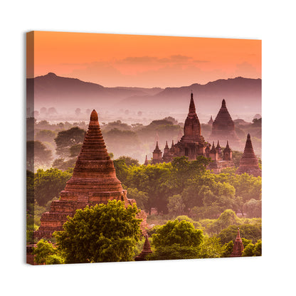 Bagan Ancient Temples at Golden Hour Wall Art