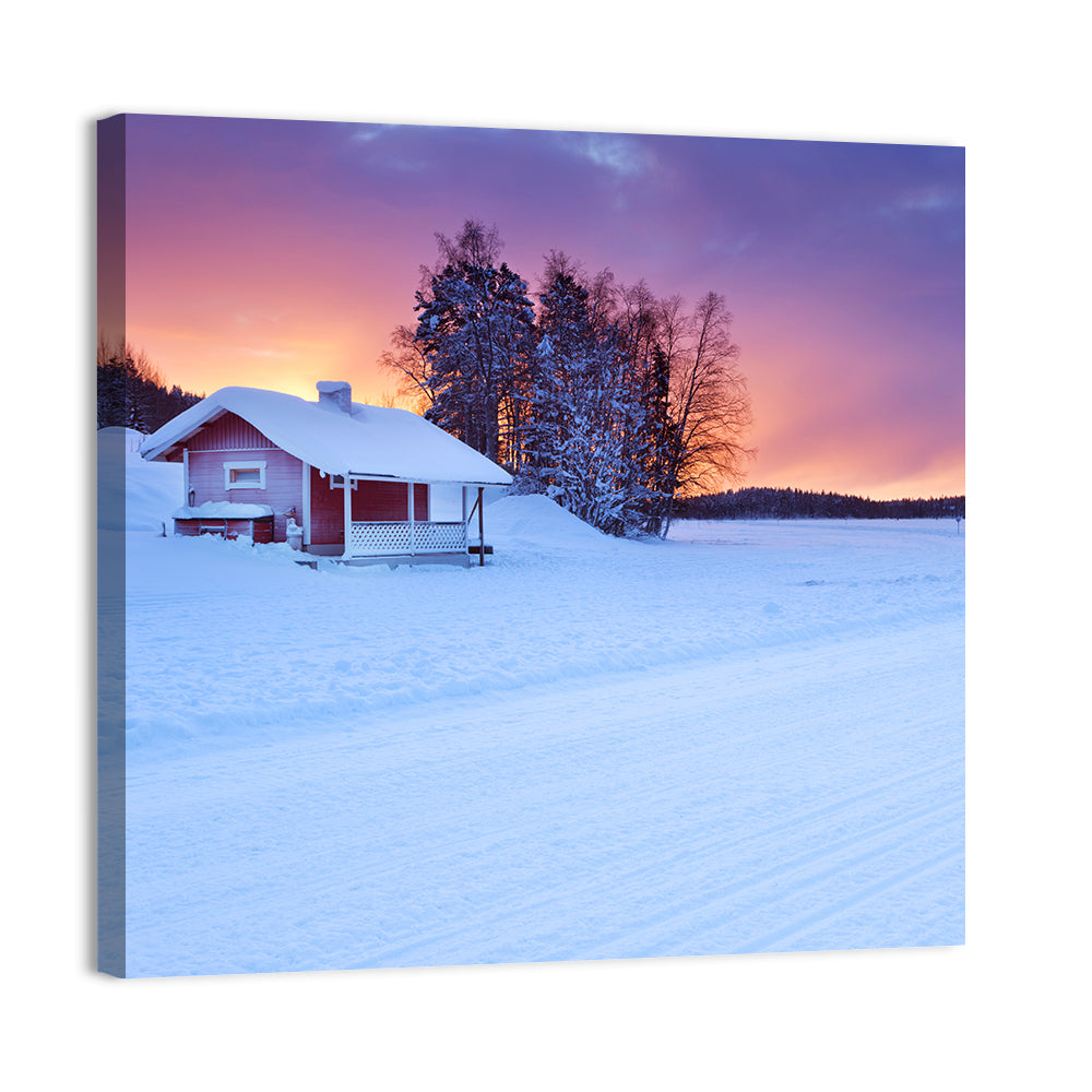 Lapland Sunrise Over Frozen Lake Wall Art